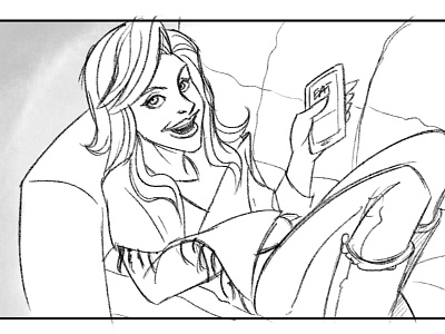 Eat24 Superbowl Commercial Storyboards 2 commercial eat24 illustration jennifer aniston storyboards superbowl