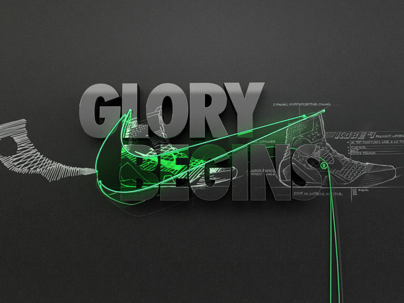 Nike - Glory begins digital digital art football graphics motivation neon nike nike sports soccer sports type typography