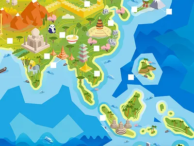 World Map america asia australia continents europe geography indonesia isometric landmarks north south world map