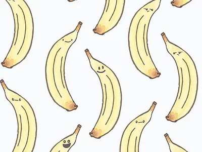 Watercolor Kawaii banana pattern banana food pattern pattern design repeat surface design surface pattern design