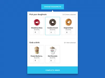 Doughnuts! dropdown ecommerce food selection ui user interface