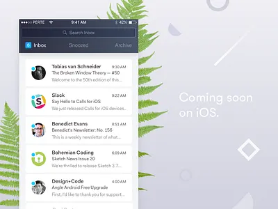 Primavera app client email freelance gradient ios list mail navigation ui ux web