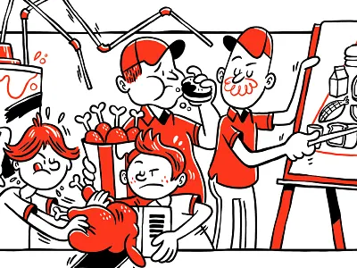 Coach Bronco bucket of chicken football illustration orange