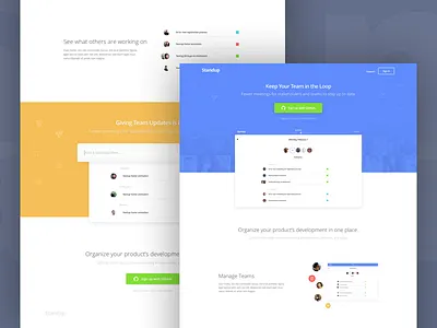 Standup Landing agile clean landing page marketing scrum shadows standup ui web website
