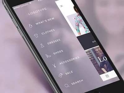 App Menu app clothes commerce fashion icons ios iphone menu shop ui ux