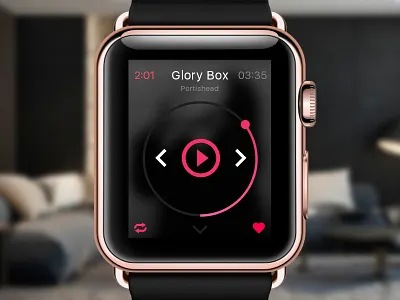 Music Player — Daily UI challenge #009 app card challenge daily dailyui flat iwatch music player ui ux