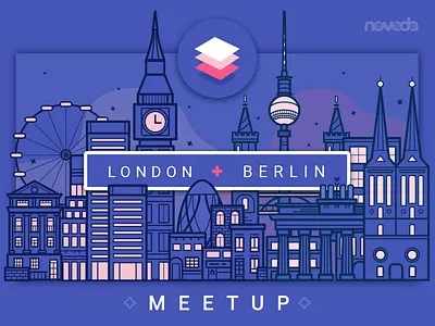 MaterialUp Meetup - Berlin+London android berlin building city community illustration london material materialup meetup night ui