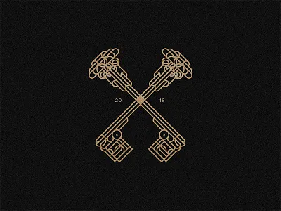 Keys - black version art deco brand branding gold keys logotype muralnoir or