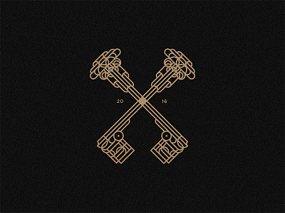 Keys - black version art deco brand branding gold keys logotype muralnoir or