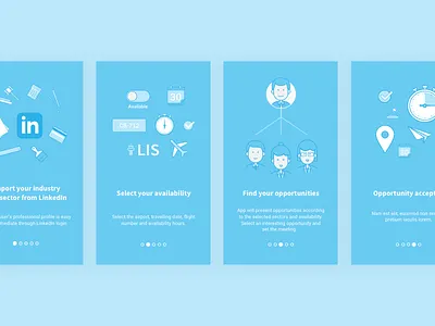 App Walktrough Illustrations airport app clock faces female illustration linkedin male pin plane walkthrough