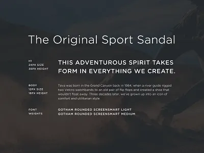 Teva Digital Style Guide deckers style guide teva typography website