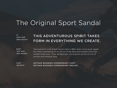 Teva Digital Style Guide deckers style guide teva typography website