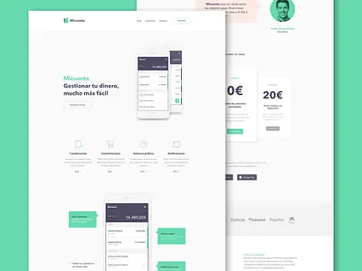 Micuenta Landing II app finace landing mobile ui website