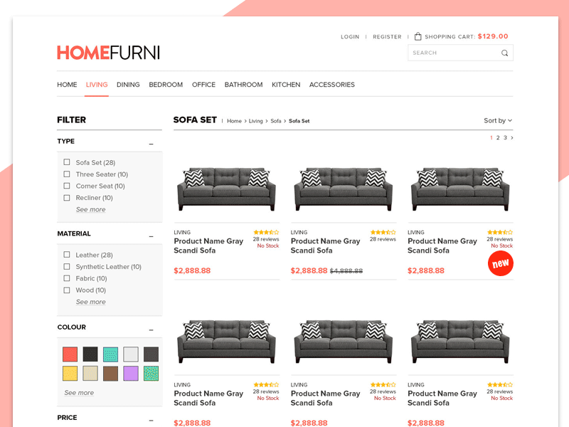 Example of Product List Screen