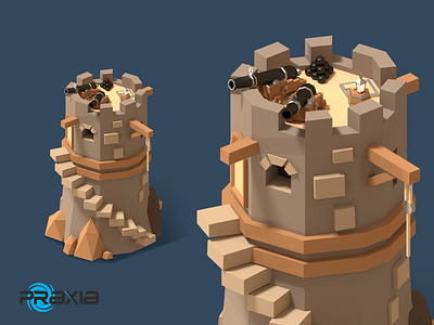 Tower 3d blender game low poly pirate