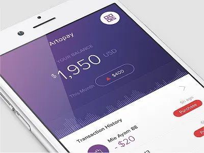 Artopay Homepage app bank ecommerce ios iphone management money payment paypal ui ux wallet