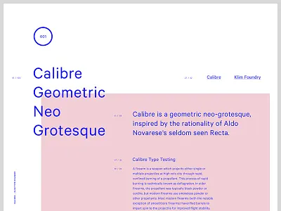 Calibre Typetesting calibre clean geometric klim landing minimal minimalistic type typography webfont whitespace