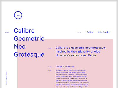 Calibre Typetesting calibre clean geometric klim landing minimal minimalistic type typography webfont whitespace