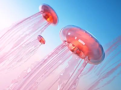 Sky Jelly 3d colorful creature fish jelly octane orange render samborek sky underwater water