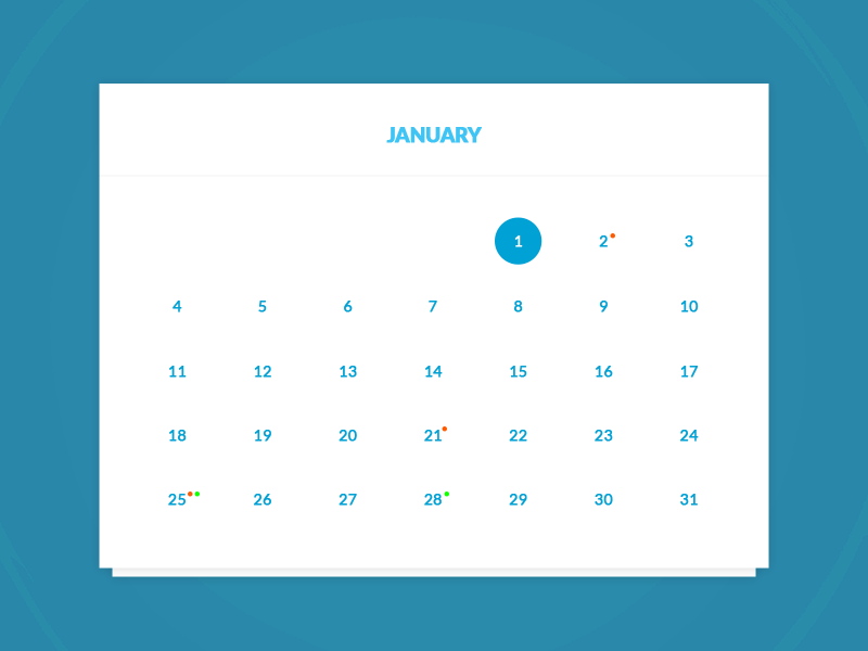 Example of Daily UI :: 34 - Calendar