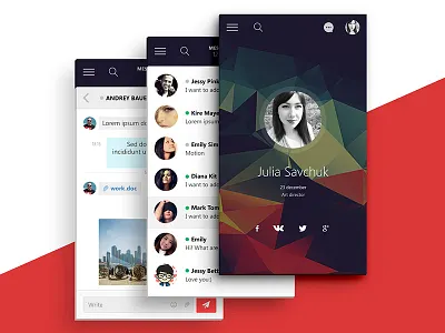Application - Professional social network android app application design ios massanger mobila network profile social ui ux