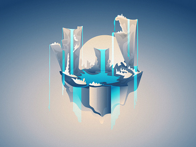 Island Waterfalls floating island lake landscape mountain river rocks stream sun valley waterfalls