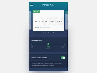 Debit Card Settings card iphone limit mobile range slider ui