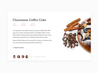 Recipe Card cake card clean cooking dessert food material modern pink recipe web