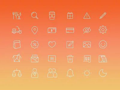 Point of Sale icons set delivery food icon icons restaurant simple tranactions