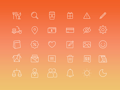 Point of Sale icons set delivery food icon icons restaurant simple tranactions