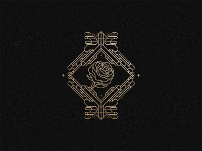 Rose Black Version art deco brand branding geometric gold keys logo logotype muralnoir or