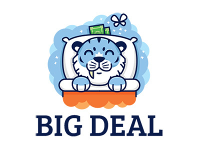 Big Deal-Tooth Fairy animal bedroom bed cartoon character cute dentist dreaming dream sleep fantasy flat fun funny funny illustration illustration illustrative kid children logo mark brand logo mascot money teeth tooth fairy tiger feline
