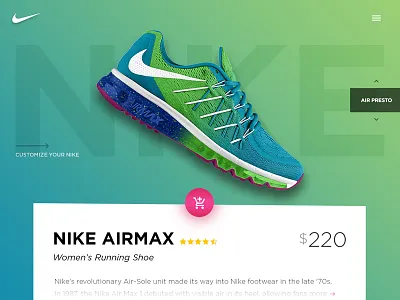Nike Landing Page Concept arrows cart ecommerce green landing page nike product page products shoes
