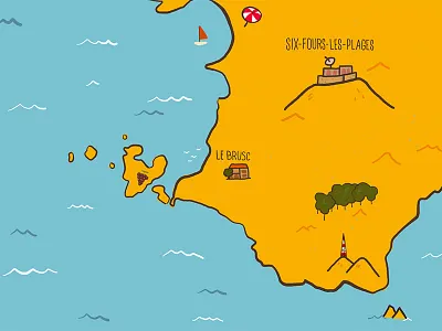 Sunny South of France cartography france illustration island map see travel