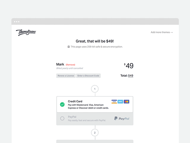 ThemeBeans Checkout checkout clean credit card form landing minimal paypal sales