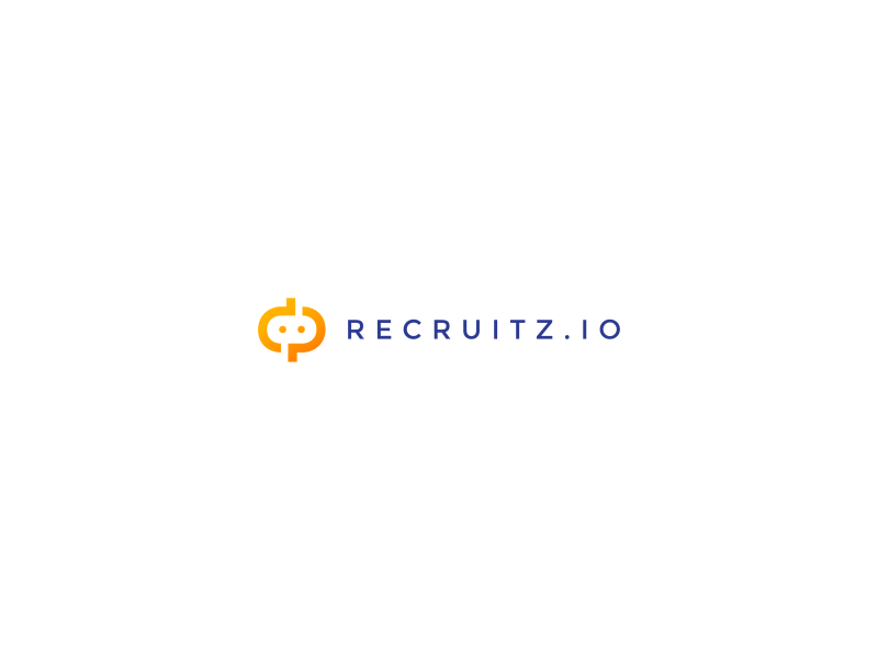 Recruitz Logo bot brand eye gif identity logo mark orange robo symbol