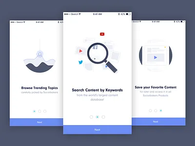 Content Inspiration - Onboarding app content intro ios media mobile onboarding social socialbakers