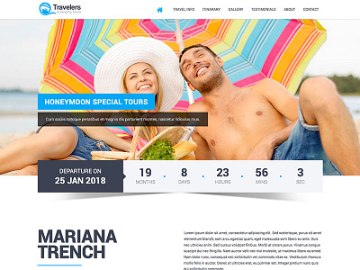 Traveler Landing Page backpack beach expedition honeymoon hotel itinerary journey places quest tourism voyage wildlife