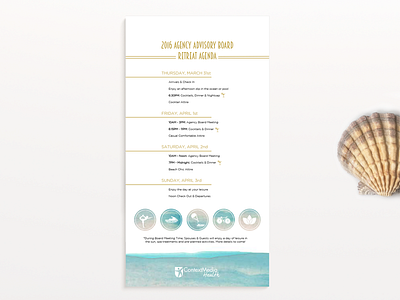 Miami Retreat Agenda agenda beach design icon series iconography icons layout print retreat seashell summer