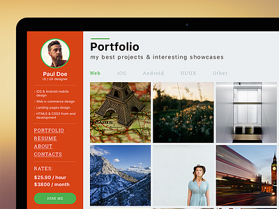Daily UI Challenge Day 006 - User Profile cv freelance one page portfolio profile resume showcase ui user ux web