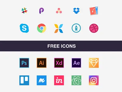 Free Icon Set For Designer’s Workflow chrome dropbox free freebie icons illustrator instagram invisionapp photoshop sketch slack vector