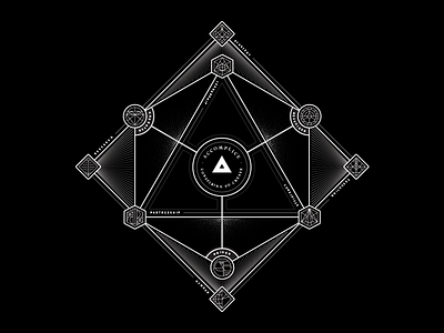 Accomplice Ecosystem accomplice black and white branding company ecosystem geometric iconography illustration process team