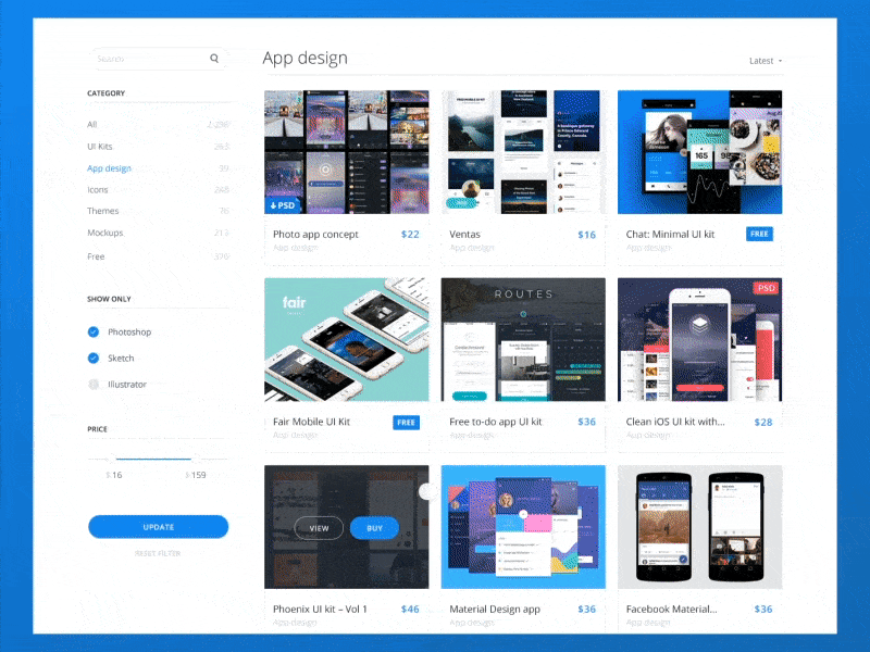 Marketplace Web Design [Product] ecommerce eleken hover market place scroll slider store ui web web design