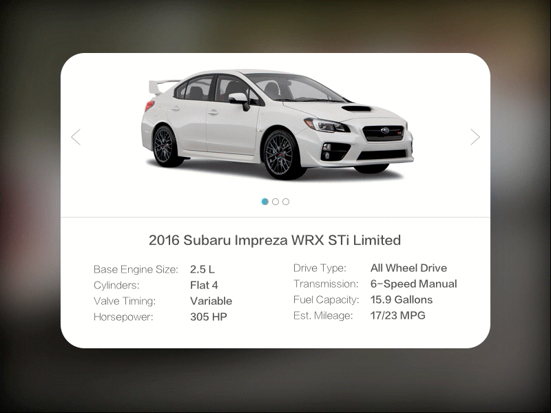 DailyUI - #045 - Info Card 045 car car specs dailyui impreza info card sti subaru wrx