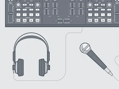 Headphones dj headphones illustration microphone sketch traktor