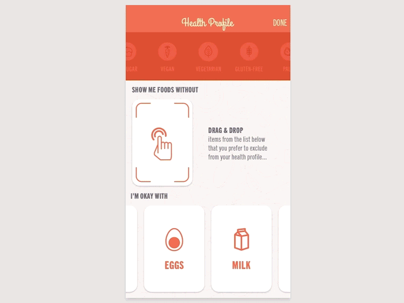 Food Profile aftereffects animation filter food food profile gif ios ui