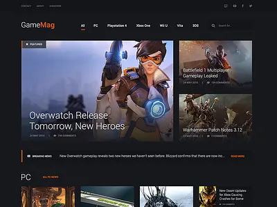 GameMag - WP Theme for Fun creative grenade dark ui esports game gaming mag overwatch theme ui video game website wordpress
