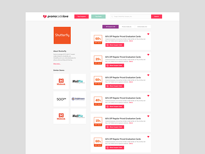Store Page cards code coupon coupons deals flat layout promo store ui ux web