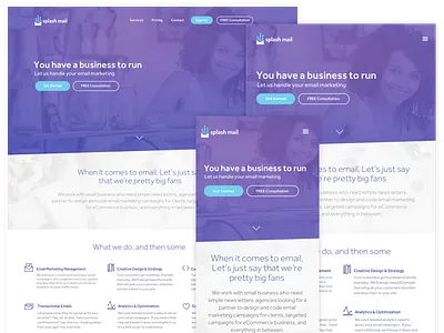 Splash Mail Responsive Website desktop email marketing mobile pricing page responsive sketch tablet website