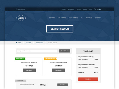 Smart Domain Search Results card flat minimal minimalist search search results shopping cart simple ui website